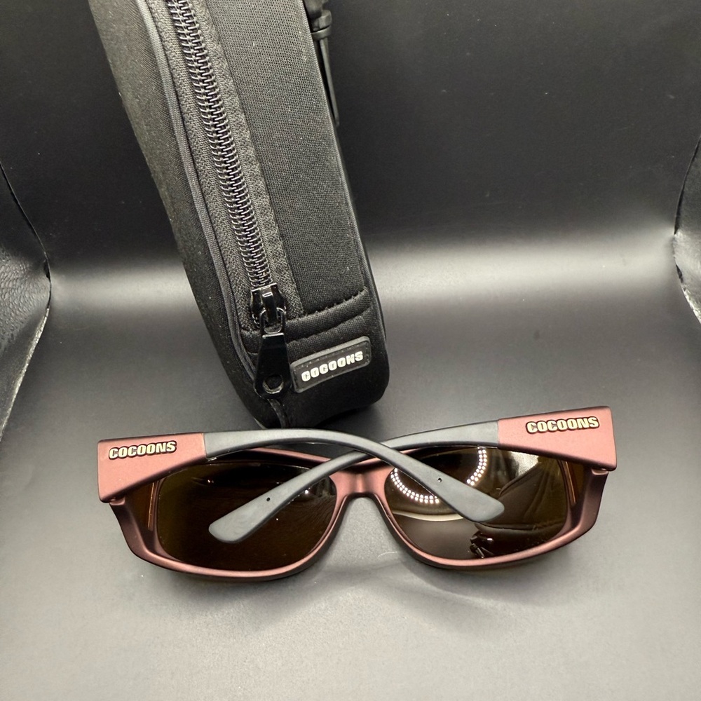Cocoons Polarized Sunglasses Style Line (MX) Burgundy with Case Fit over - Picture 2 of 5